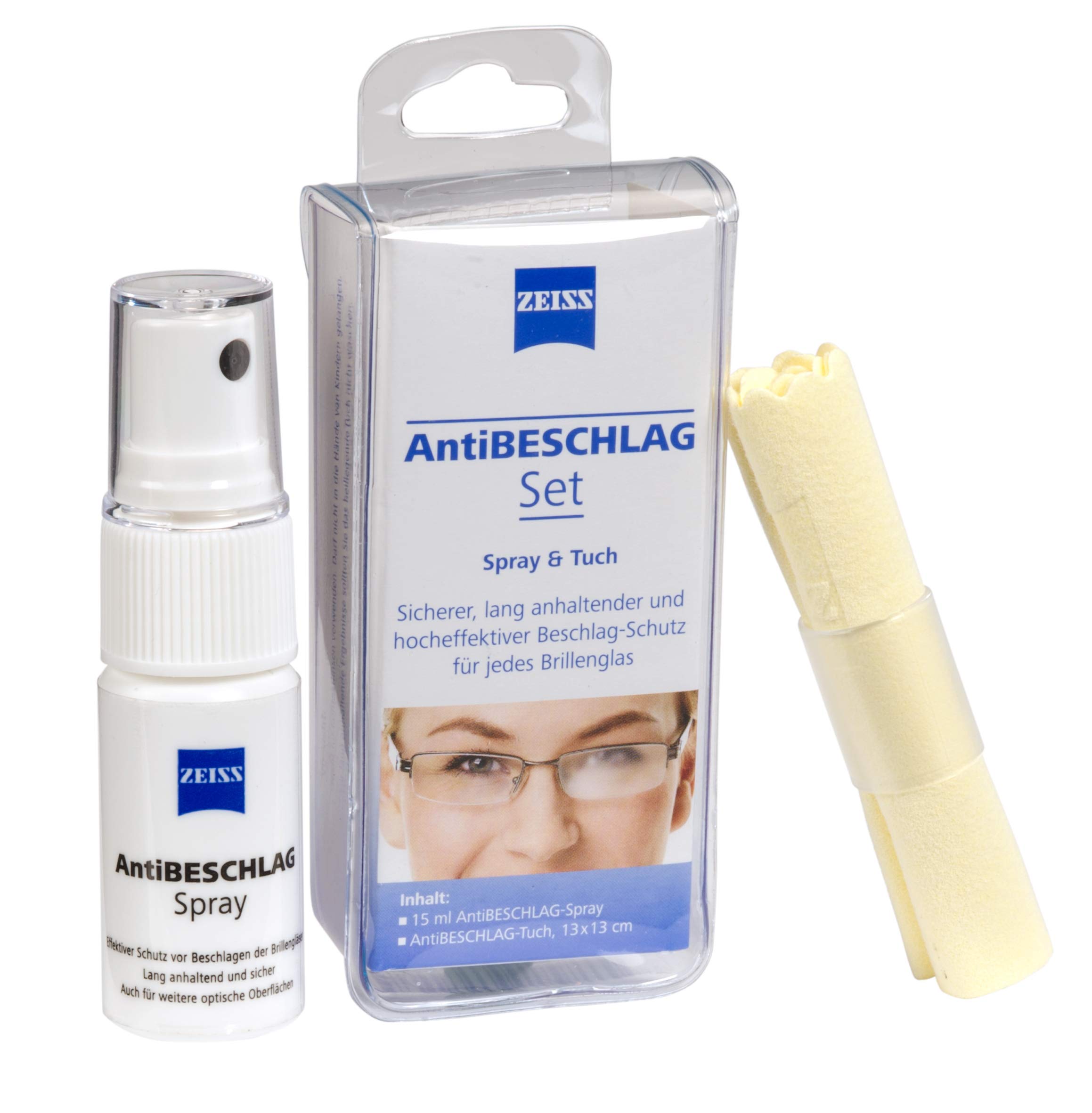 Kit ZEISS anti-buée (spray 15 ml + chiffon) pour lunettes